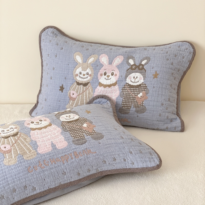 91家纺网 家纺一手货源 找家纺 麻依 2025新款软萌四层全棉纱布枕套 伙伴拉布