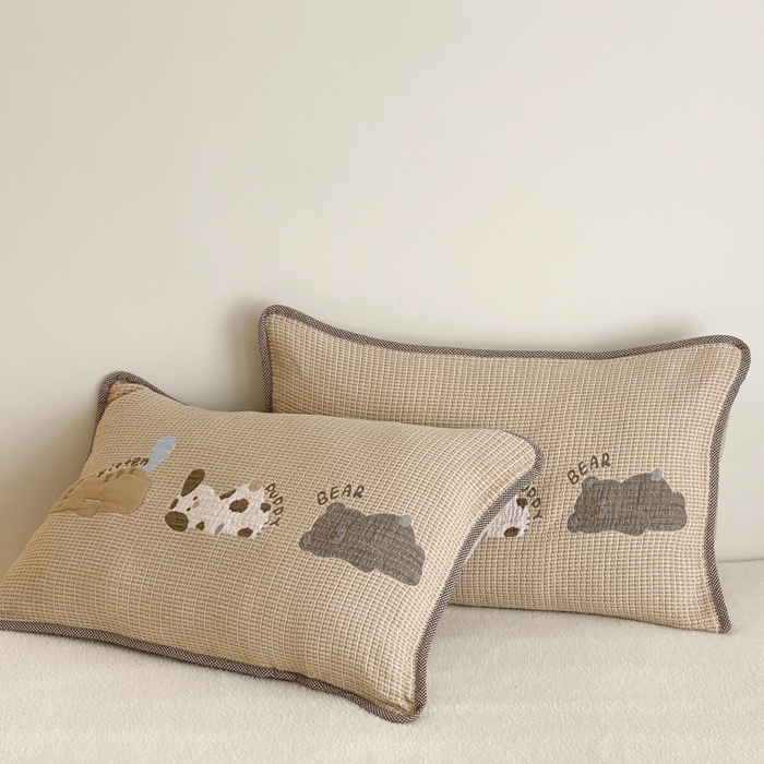 麻依 2025新款软萌四层全棉纱布枕套 趴趴动物