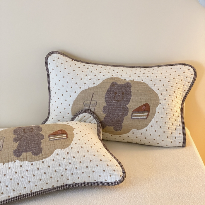 91家纺网 家纺一手货源 找家纺 麻依 2025新款软萌四层全棉纱布枕套 甜品熊