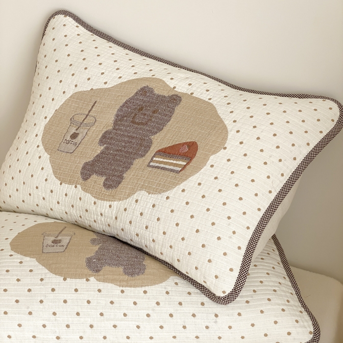 91家纺网 家纺一手货源 找家纺 麻依 2025新款软萌四层全棉纱布枕套 甜品熊