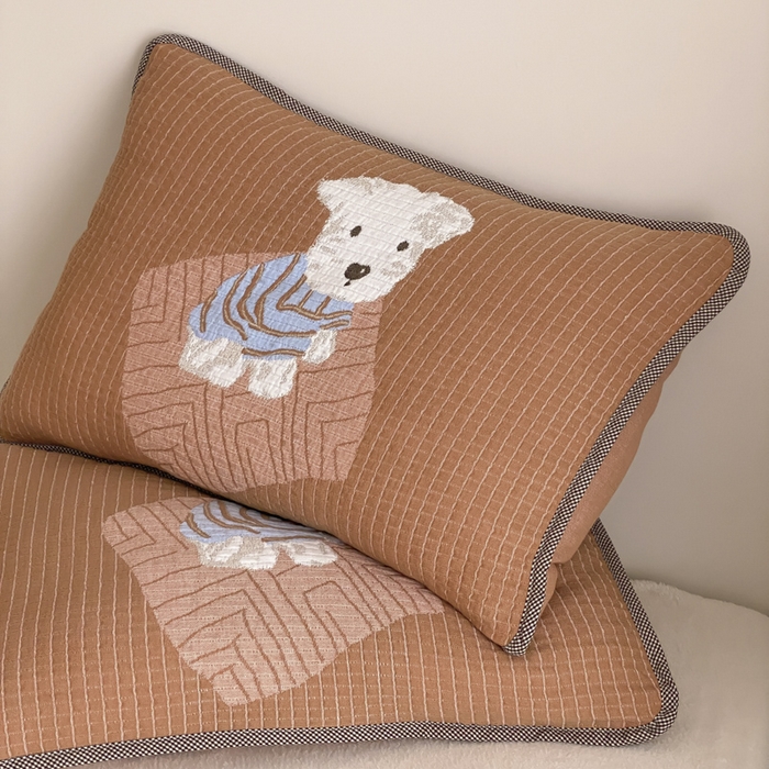 91家纺网 家纺一手货源 找家纺 麻依 2025新款软萌四层全棉纱布枕套 西单小狗