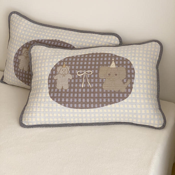 91家纺网 家纺一手货源 找家纺 麻依 2025新款软萌四层全棉纱布枕套 小熊小象