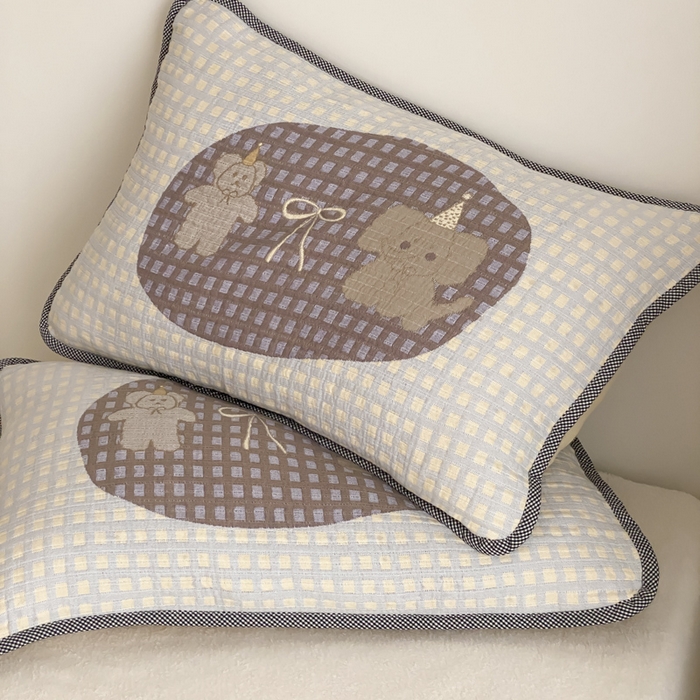 91家纺网 家纺一手货源 找家纺 麻依 2025新款软萌四层全棉纱布枕套 小熊小象