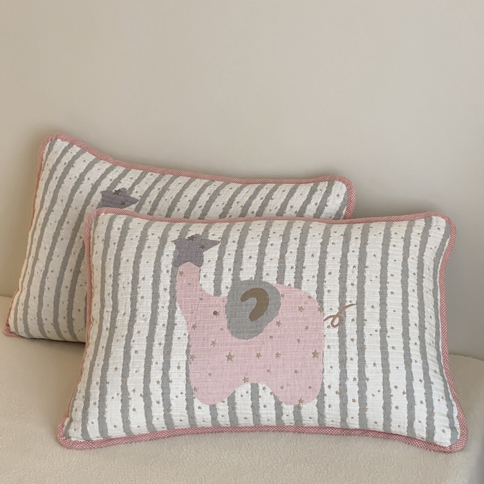 麻依 2025新款软萌四层全棉纱布枕套 星星粉象