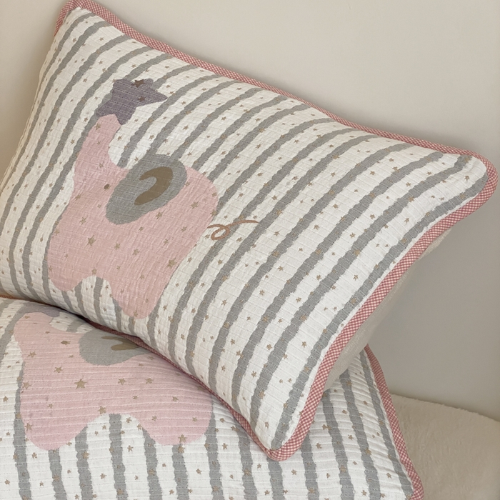 91家纺网 家纺一手货源 找家纺 麻依 2025新款软萌四层全棉纱布枕套 星星粉象