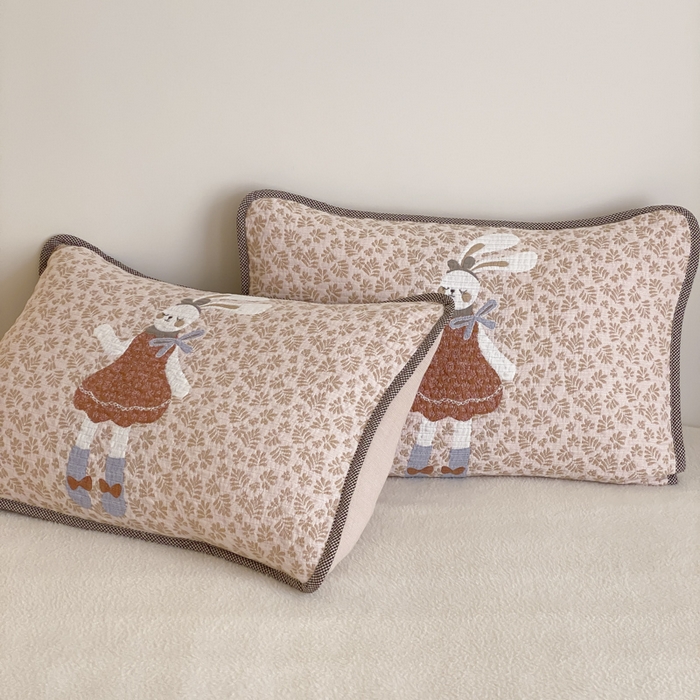 91家纺网 家纺一手货源 找家纺 麻依 2025新款软萌四层全棉纱布枕套 许愿小兔