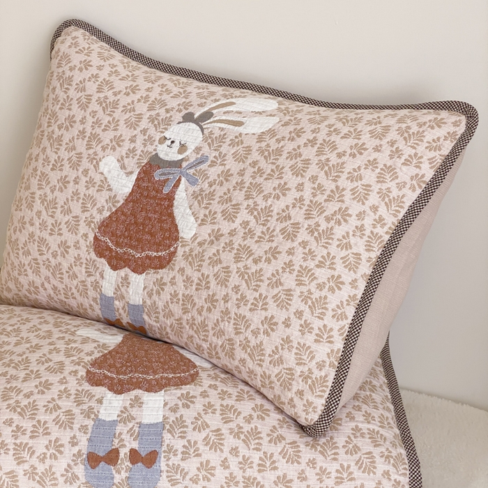 91家纺网 家纺一手货源 找家纺 麻依 2025新款软萌四层全棉纱布枕套 许愿小兔