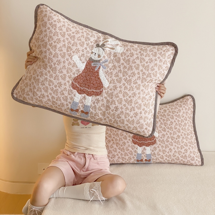 91家纺网 家纺一手货源 找家纺 麻依 2025新款软萌四层全棉纱布枕套 许愿小兔