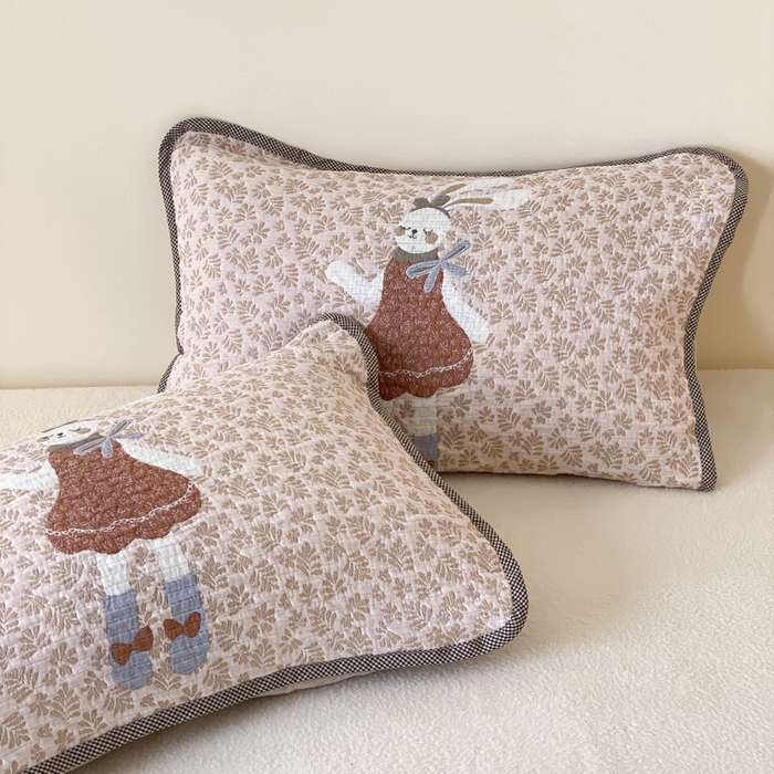 91家纺网 家纺一手货源 找家纺 麻依 2025新款软萌四层全棉纱布枕套 许愿小兔