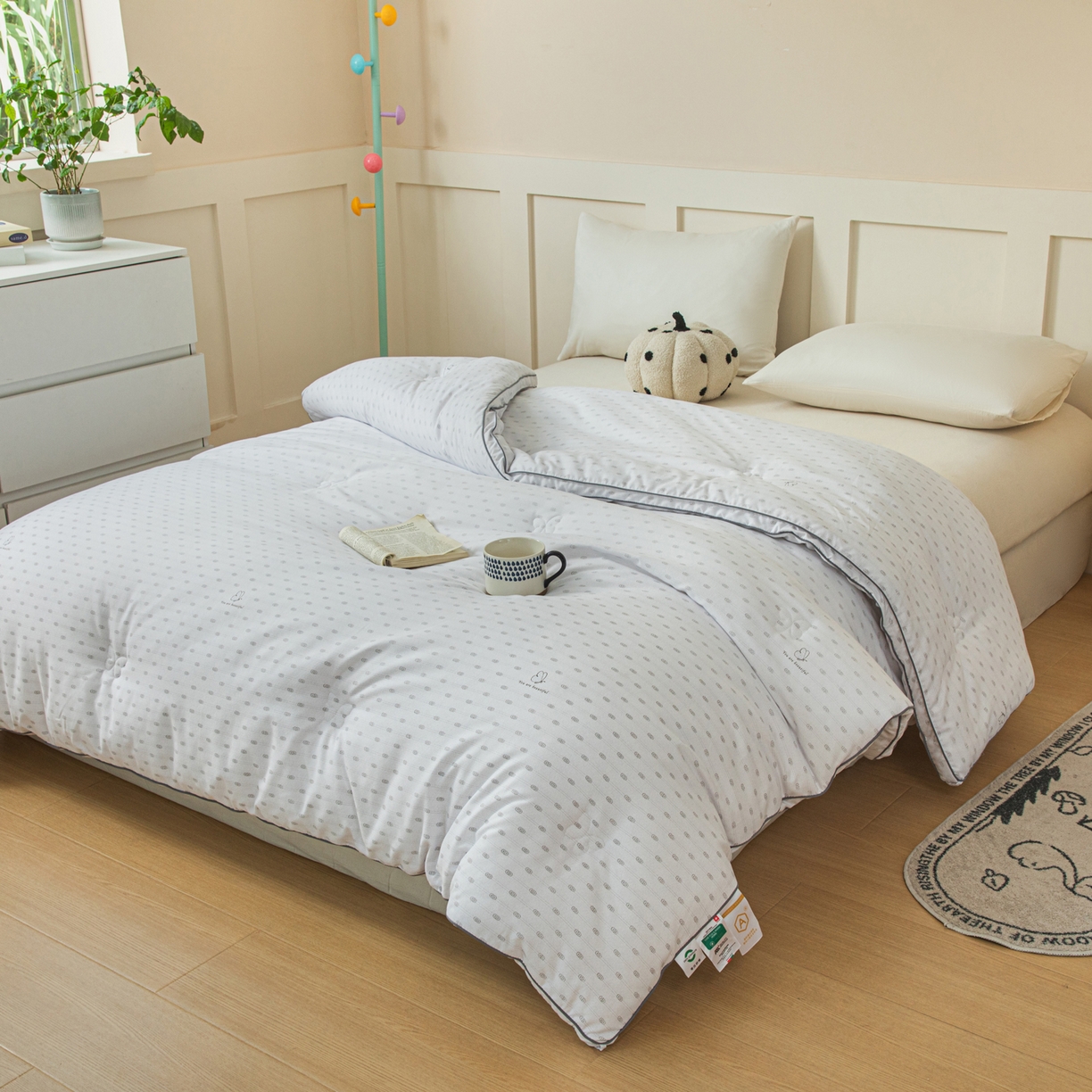 91家纺网 家纺一手货源 找家纺 大世界被王 2025新款印花立体暖绒冬被被子被芯 极简圆纹-灰