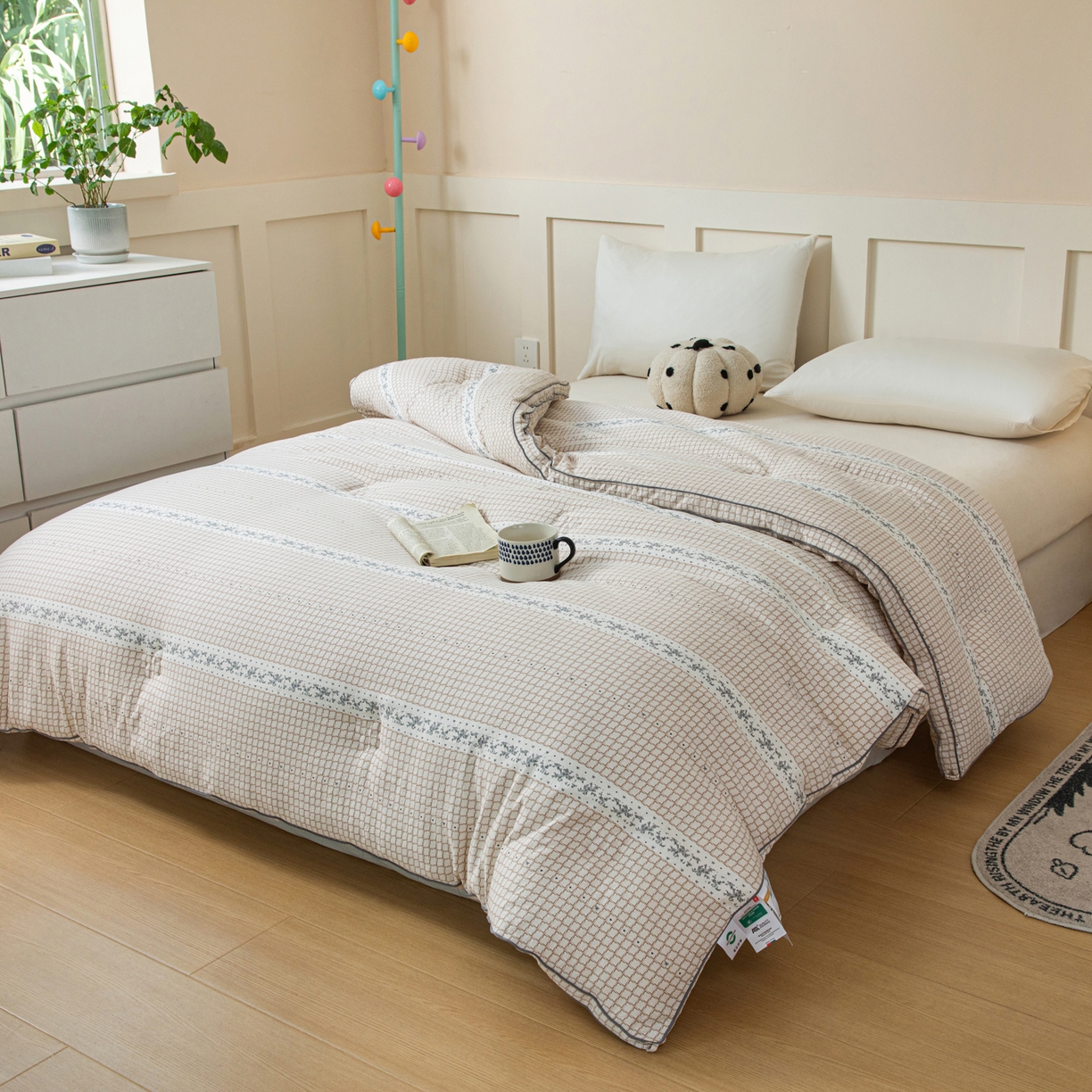 91家纺网 家纺一手货源 找家纺 大世界被王 2025新款亚朵棉立体冬被被子被芯 咖亚朵棉