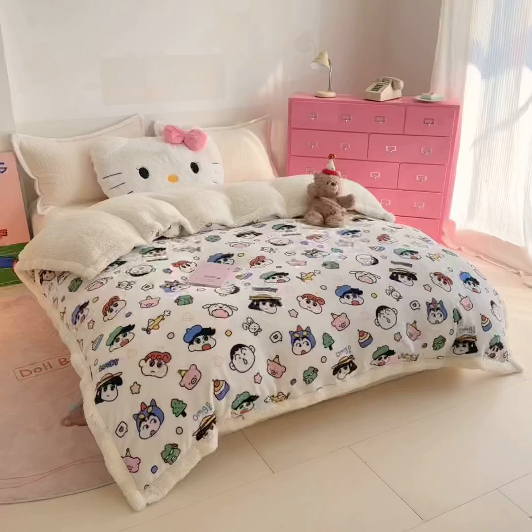 91家纺网 家纺一手货源 找家纺 （总）艾特你 2025新款多功能羊羔绒牛奶绒单毛毯单被套1