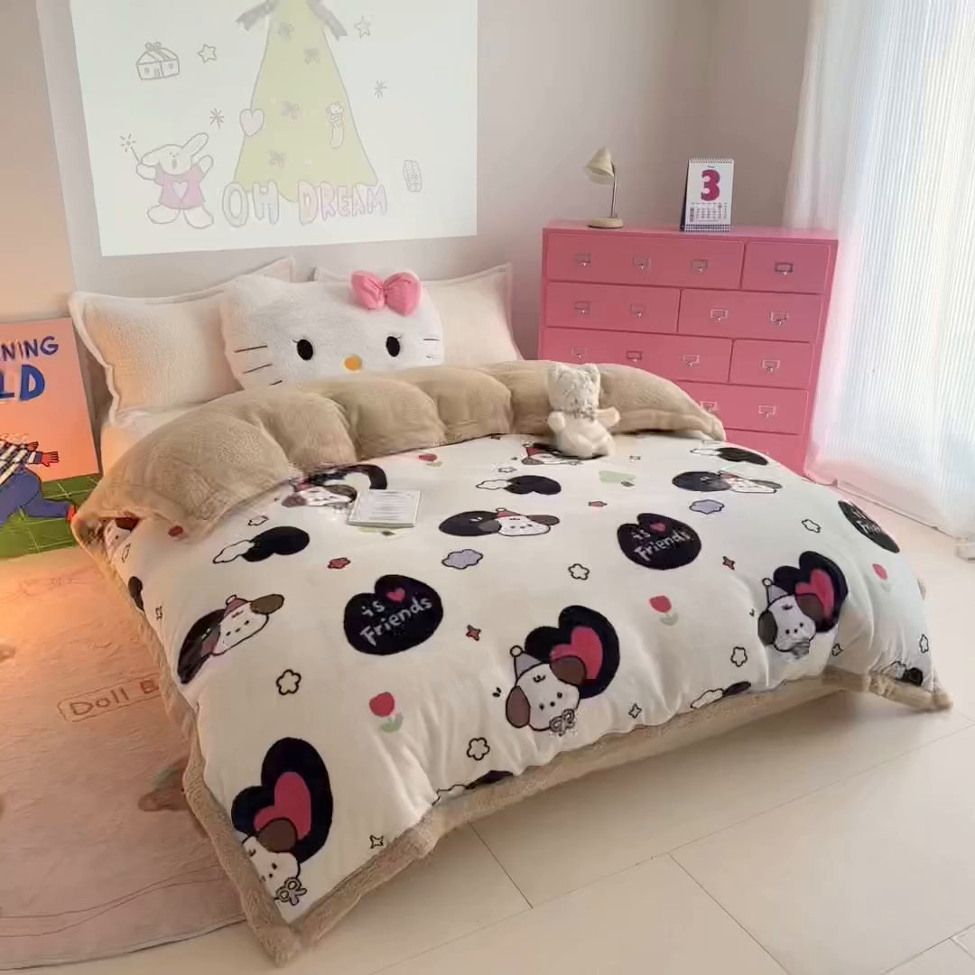 91家纺网 家纺一手货源 找家纺 艾特你 2025新款多功能羊羔绒牛奶绒单毛毯单被套 羊-爱丁屋