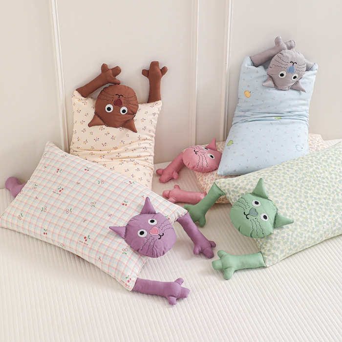 91家纺网 家纺一手货源 找家纺 （总）大熊枕芯 2025新款哇塞猫枕芯荞麦枕羽丝绒枕头枕芯