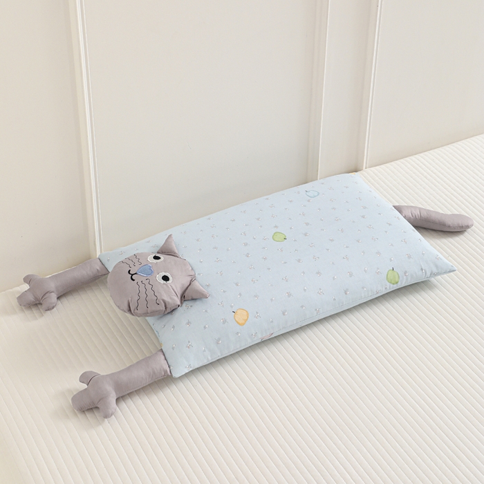 91家纺网 家纺一手货源 找家纺 大熊枕芯 2025新款哇塞猫枕芯荞麦枕羽丝绒枕头枕芯 哇塞猫-蓝