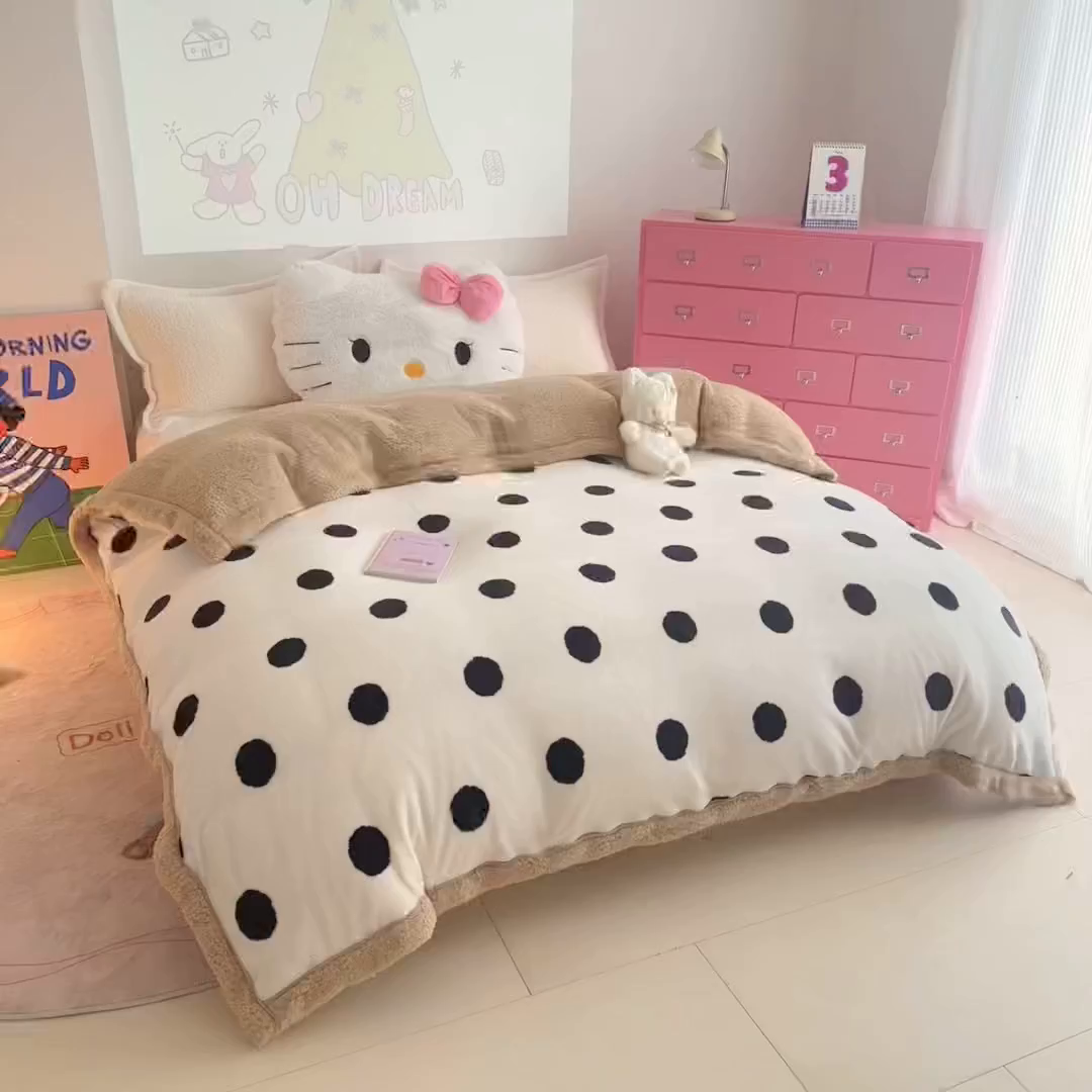 91家纺网 家纺一手货源 找家纺 艾特你 2025新款多功能羊羔绒牛奶绒单毛毯单被套 羊-初见