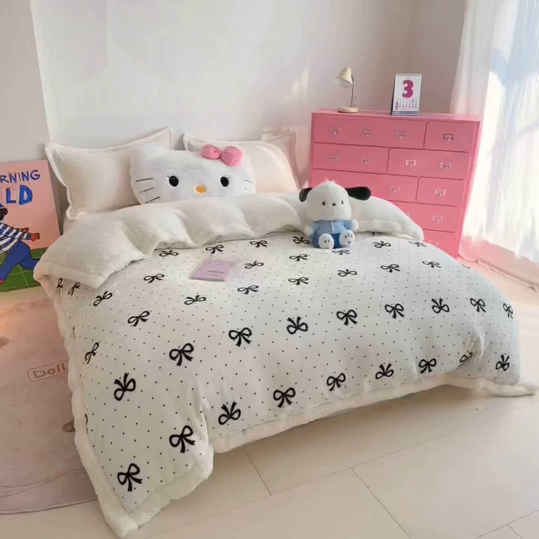 91家纺网 家纺一手货源 找家纺 艾特你 2025新款多功能羊羔绒牛奶绒单毛毯单被套 羊-慢时光