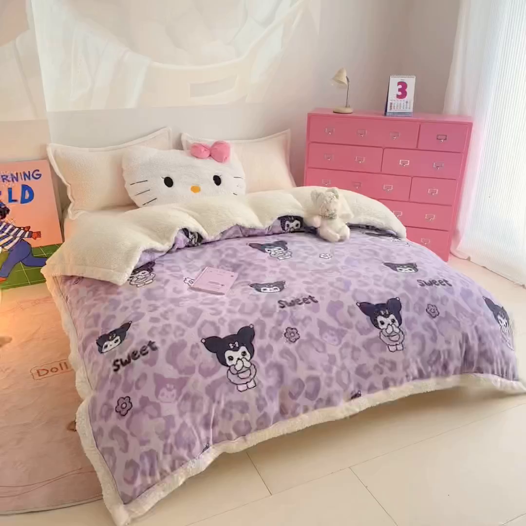 91家纺网 家纺一手货源 找家纺 艾特你 2025新款多功能羊羔绒牛奶绒单毛毯单被套 羊-淘气