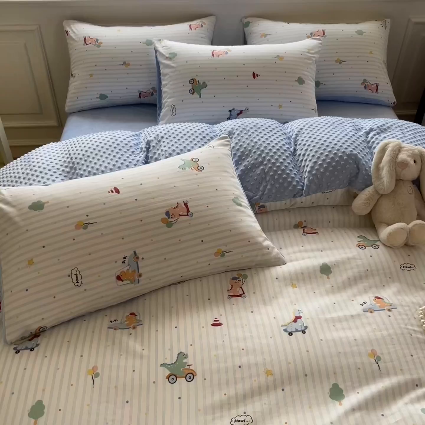 91家纺网 家纺一手货源 找家纺 （总）麦伦家居 2025秋冬新品多功能床品全棉+豆豆绒四件套卡通小清新系列