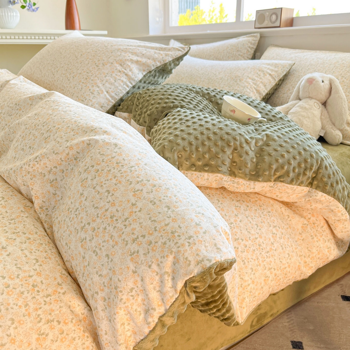 91家纺网 家纺一手货源 找家纺 （总）麦伦家居 2025秋冬新品多功能床品全棉+豆豆绒四件套卡通小清新系列