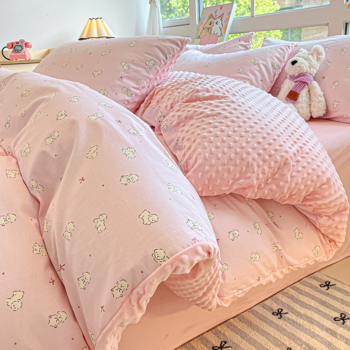 91家纺网 家纺一手货源 找家纺 （总）麦伦家居 2025秋冬新品多功能床品全棉+豆豆绒四件套卡通小清新系列