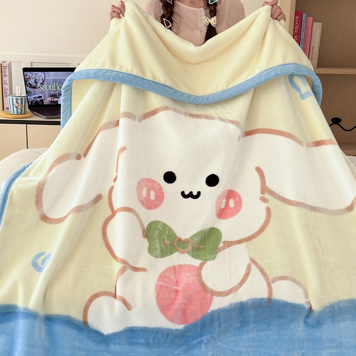 91家纺网 家纺一手货源 找家纺 舒隅家纺 2025新款大版印花云毯毛毯毯子 奶芙小兔