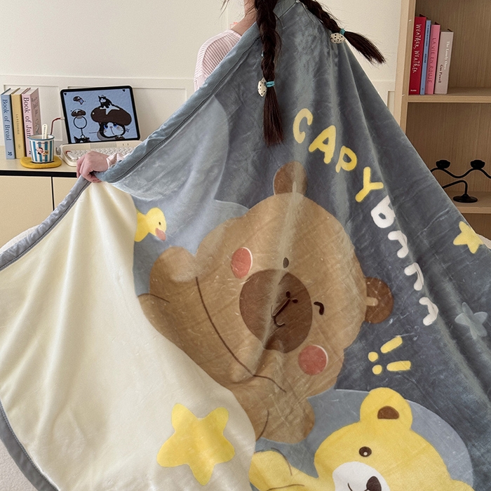 91家纺网 家纺一手货源 找家纺 舒隅家纺 2025新款大版印花云毯毛毯毯子 呆呆卡皮