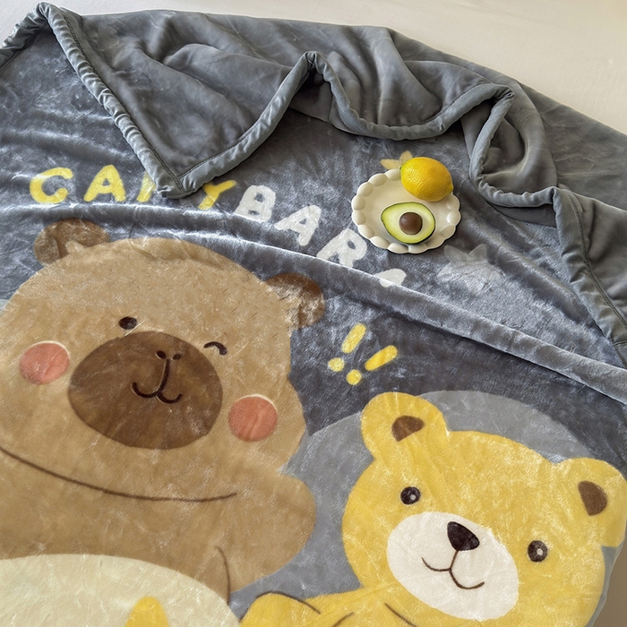 91家纺网 家纺一手货源 找家纺 舒隅家纺 2025新款大版印花云毯毛毯毯子 呆呆卡皮