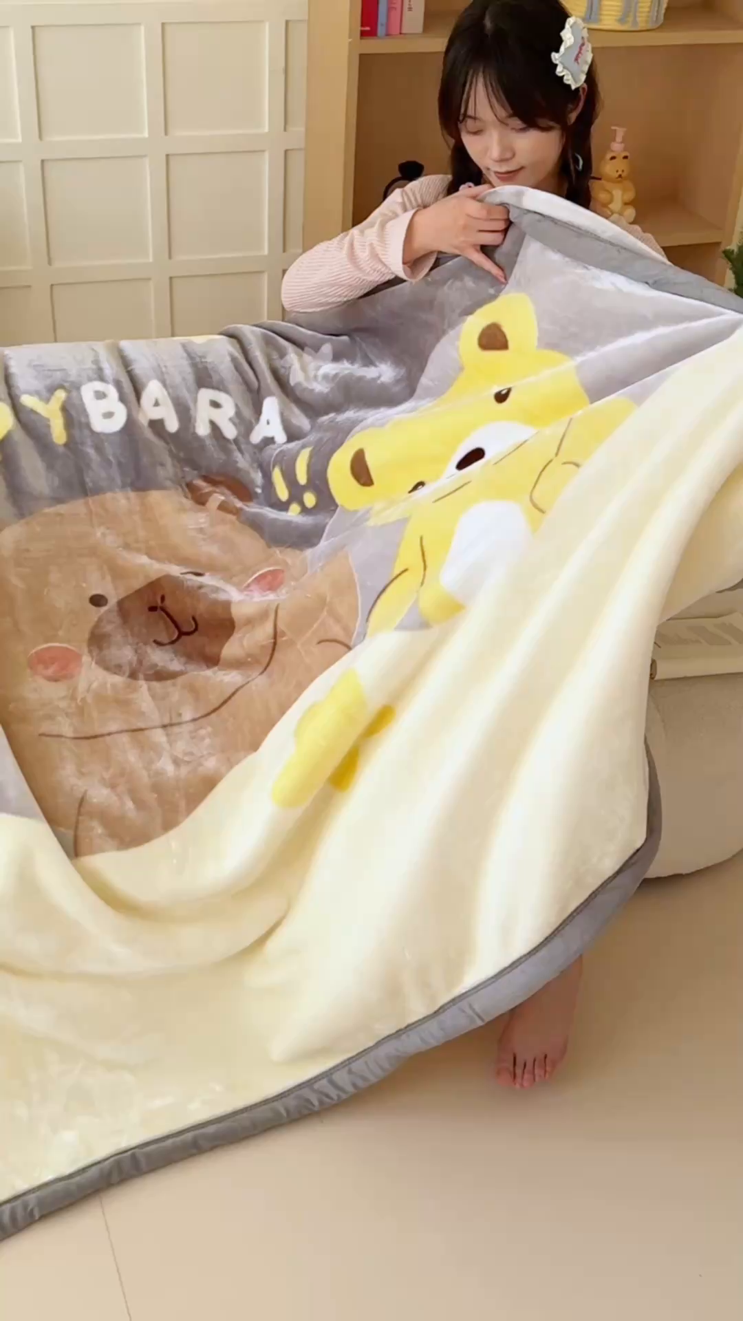 91家纺网 家纺一手货源 找家纺 舒隅家纺 2025新款大版印花云毯毛毯毯子 呆呆卡皮