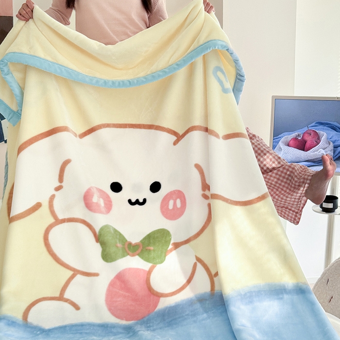 91家纺网 家纺一手货源 找家纺 舒隅家纺 2025新款大版印花云毯毛毯毯子 奶芙小兔