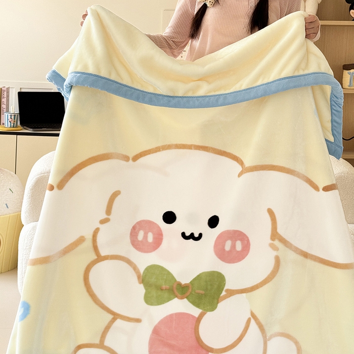 91家纺网 家纺一手货源 找家纺 舒隅家纺 2025新款大版印花云毯毛毯毯子 奶芙小兔