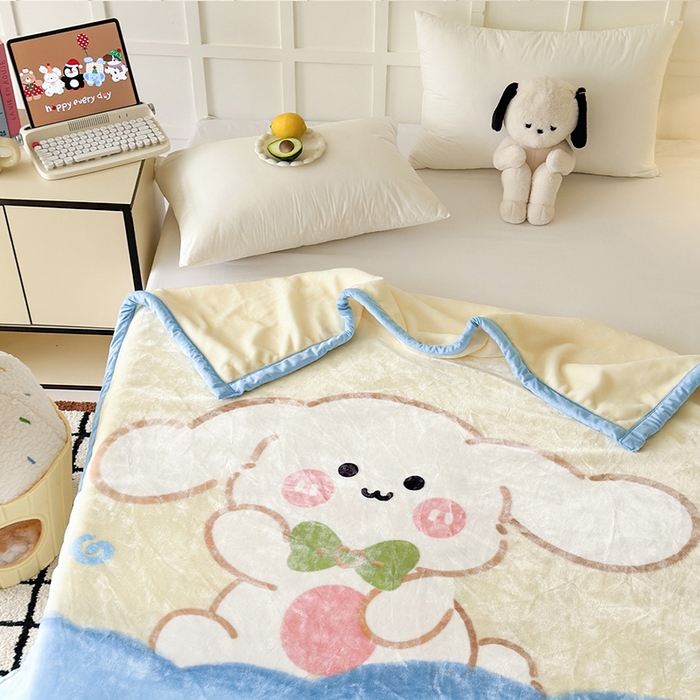 91家纺网 家纺一手货源 找家纺 舒隅家纺 2025新款大版印花云毯毛毯毯子 奶芙小兔