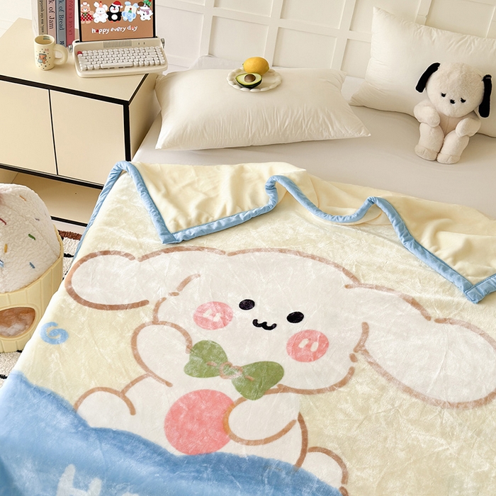 91家纺网 家纺一手货源 找家纺 舒隅家纺 2025新款大版印花云毯毛毯毯子 奶芙小兔