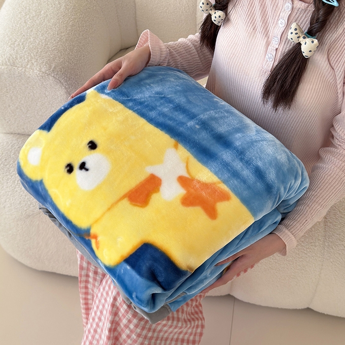 91家纺网 家纺一手货源 找家纺 舒隅家纺 2025新款大版印花云毯毛毯毯子 星月小熊