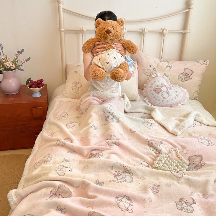 91家纺网 家纺一手货源 找家纺 （总）红嘴企鹅 2025新款A类ins风卡通可爱加厚牛奶绒羊羔绒毛毯毯子办公室沙发儿童空调盖毯午休毯