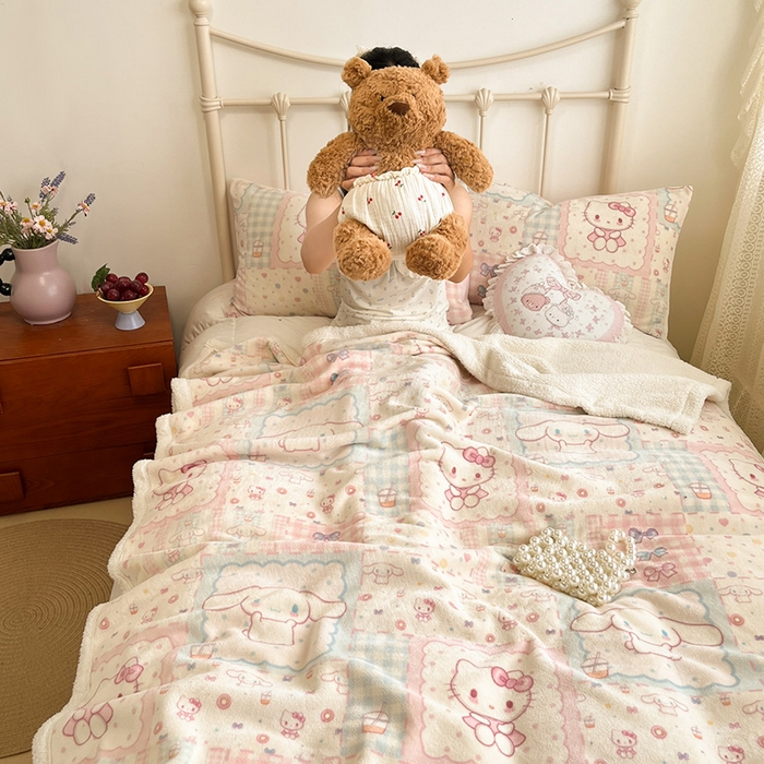 91家纺网 家纺一手货源 找家纺 （总）红嘴企鹅 2025新款A类ins风卡通可爱加厚牛奶绒羊羔绒毛毯毯子办公室沙发儿童空调盖毯午休毯