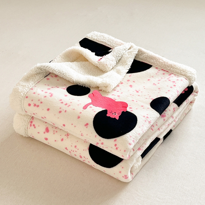 91家纺网 家纺一手货源 找家纺 红嘴企鹅 2025新款A类ins风卡通可爱加厚牛奶绒羊羔绒毛毯毯子办公室沙发儿童空调盖毯午休毯 波点猫