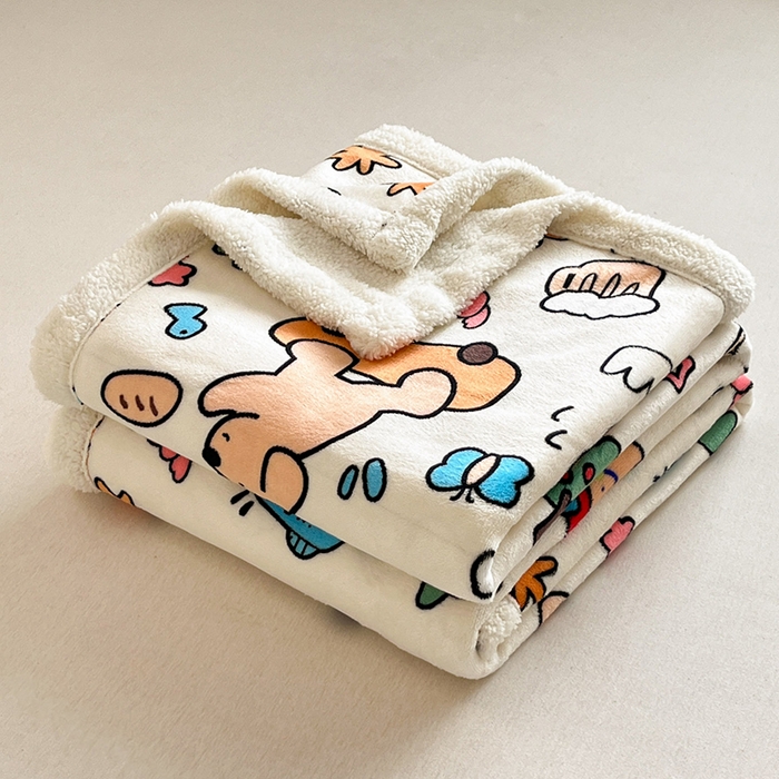 91家纺网 家纺一手货源 找家纺 红嘴企鹅 2025新款A类ins风卡通可爱加厚牛奶绒羊羔绒毛毯毯子办公室沙发儿童空调盖毯午休毯 大力