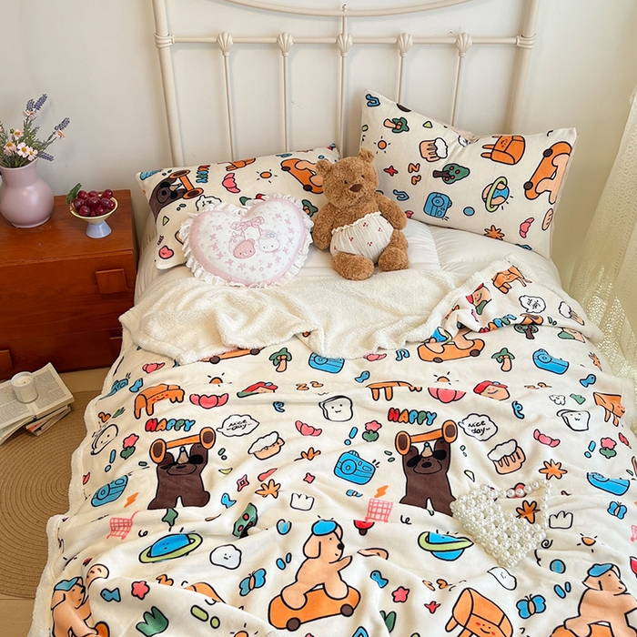 91家纺网 家纺一手货源 找家纺 红嘴企鹅 2025新款A类ins风卡通可爱加厚牛奶绒羊羔绒毛毯毯子办公室沙发儿童空调盖毯午休毯 大力