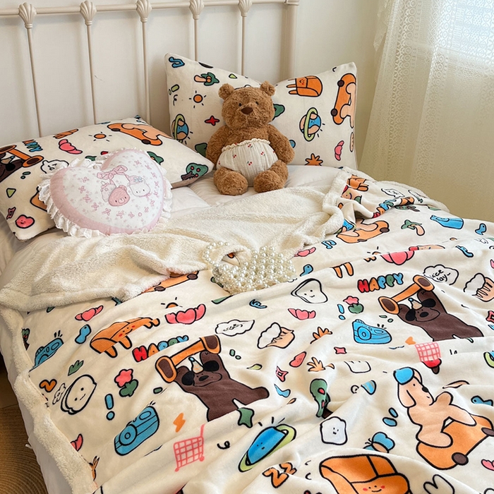 91家纺网 家纺一手货源 找家纺 红嘴企鹅 2025新款A类ins风卡通可爱加厚牛奶绒羊羔绒毛毯毯子办公室沙发儿童空调盖毯午休毯 大力