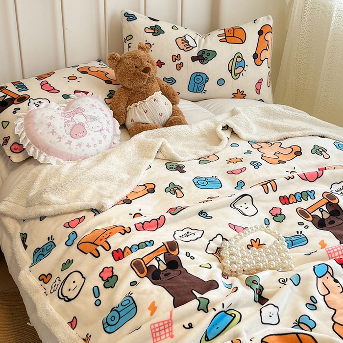 91家纺网 家纺一手货源 找家纺 红嘴企鹅 2025新款A类ins风卡通可爱加厚牛奶绒羊羔绒毛毯毯子办公室沙发儿童空调盖毯午休毯 大力