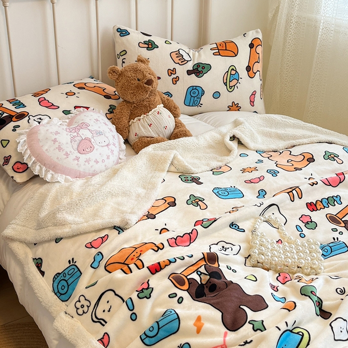 91家纺网 家纺一手货源 找家纺 红嘴企鹅 2025新款A类ins风卡通可爱加厚牛奶绒羊羔绒毛毯毯子办公室沙发儿童空调盖毯午休毯 大力