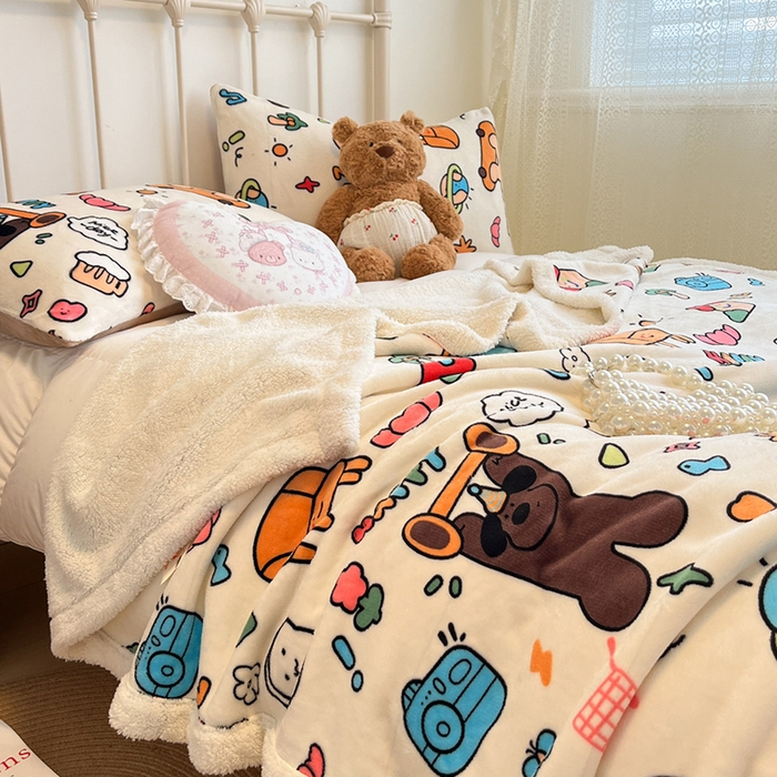 91家纺网 家纺一手货源 找家纺 红嘴企鹅 2025新款A类ins风卡通可爱加厚牛奶绒羊羔绒毛毯毯子办公室沙发儿童空调盖毯午休毯 大力