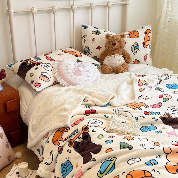 91家纺网 家纺一手货源 找家纺 红嘴企鹅 2025新款A类ins风卡通可爱加厚牛奶绒羊羔绒毛毯毯子办公室沙发儿童空调盖毯午休毯 大力