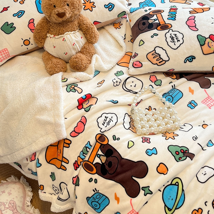 91家纺网 家纺一手货源 找家纺 红嘴企鹅 2025新款A类ins风卡通可爱加厚牛奶绒羊羔绒毛毯毯子办公室沙发儿童空调盖毯午休毯 大力