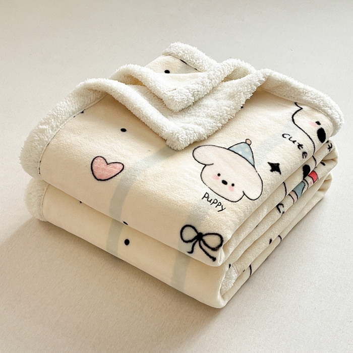 91家纺网 家纺一手货源 找家纺 红嘴企鹅 2025新款A类ins风卡通可爱加厚牛奶绒羊羔绒毛毯毯子办公室沙发儿童空调盖毯午休毯 蛋糕狗