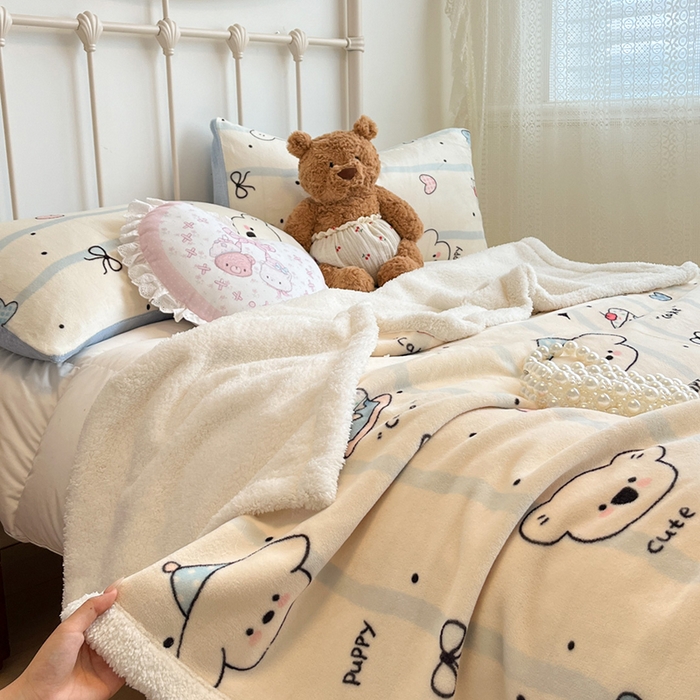 91家纺网 家纺一手货源 找家纺 红嘴企鹅 2025新款A类ins风卡通可爱加厚牛奶绒羊羔绒毛毯毯子办公室沙发儿童空调盖毯午休毯 蛋糕狗