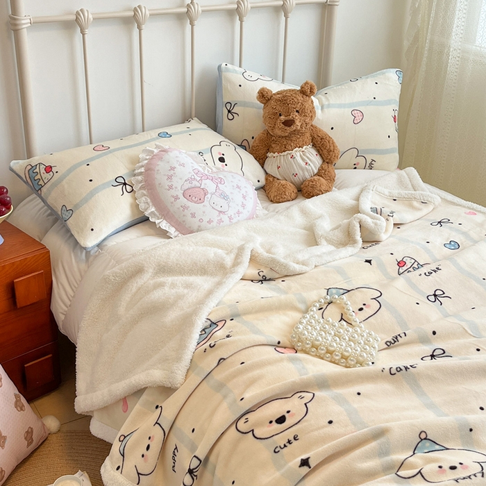 91家纺网 家纺一手货源 找家纺 红嘴企鹅 2025新款A类ins风卡通可爱加厚牛奶绒羊羔绒毛毯毯子办公室沙发儿童空调盖毯午休毯 蛋糕狗