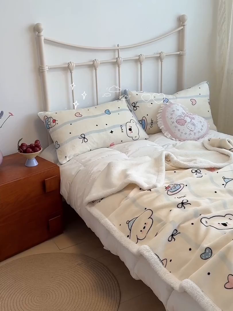 91家纺网 家纺一手货源 找家纺 红嘴企鹅 2025新款A类ins风卡通可爱加厚牛奶绒羊羔绒毛毯毯子办公室沙发儿童空调盖毯午休毯 蛋糕狗