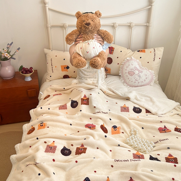 红嘴企鹅 2026新款A类ins风卡通可爱加厚牛奶绒羊羔绒毛毯毯子办公室沙发儿童空调盖毯午休毯 点心